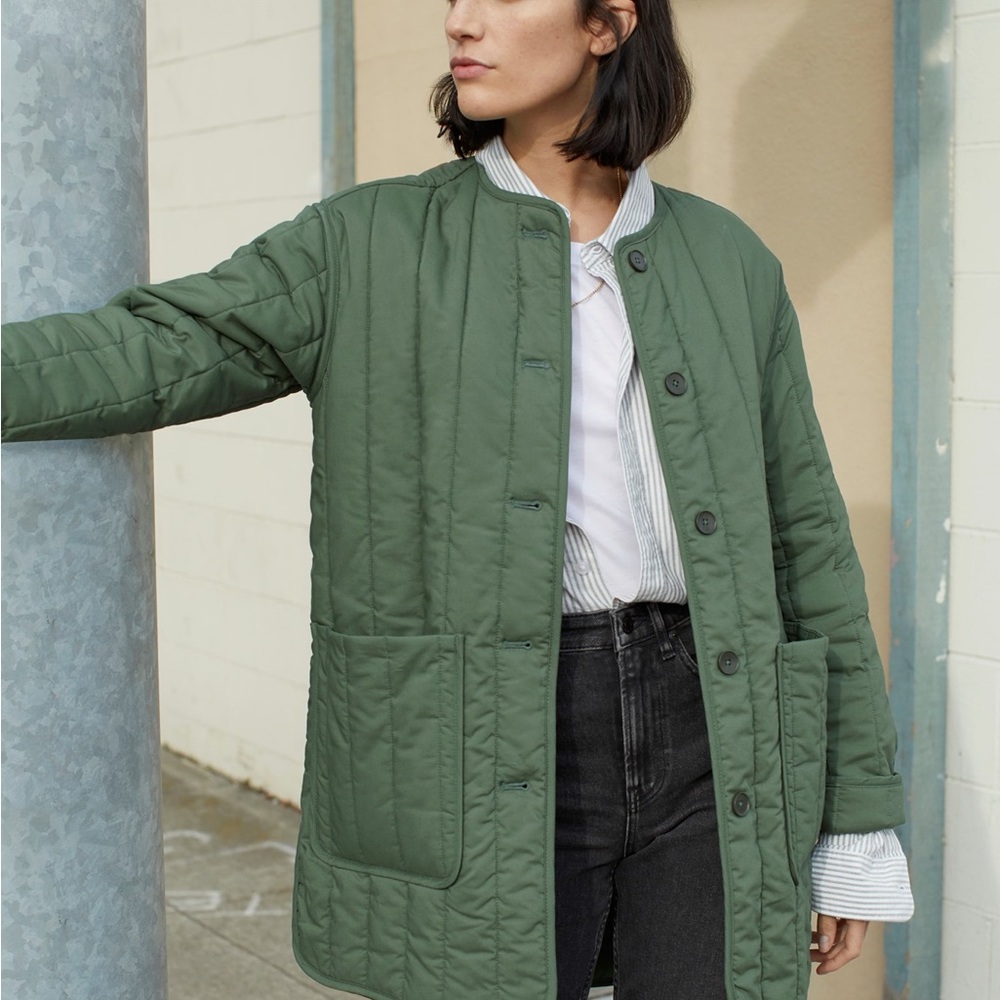 Everlane Green Quilted Utility Jacket